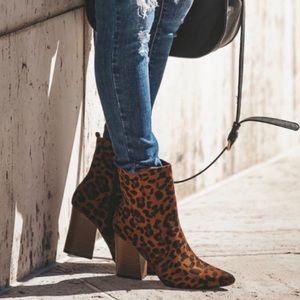 Vici Leopard Huntress Faux Suede Pointed Bootie